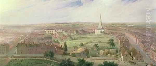 Birmingham from the Dome of St Philips Church 1821 Oil Painting by Samuel Lines