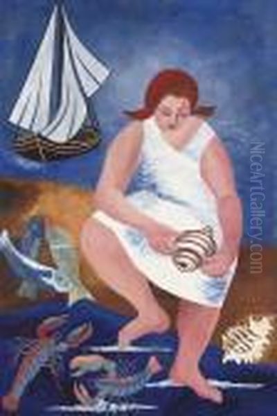 Fisherwoman Oil Painting by Alexandra Alexandrov Exter