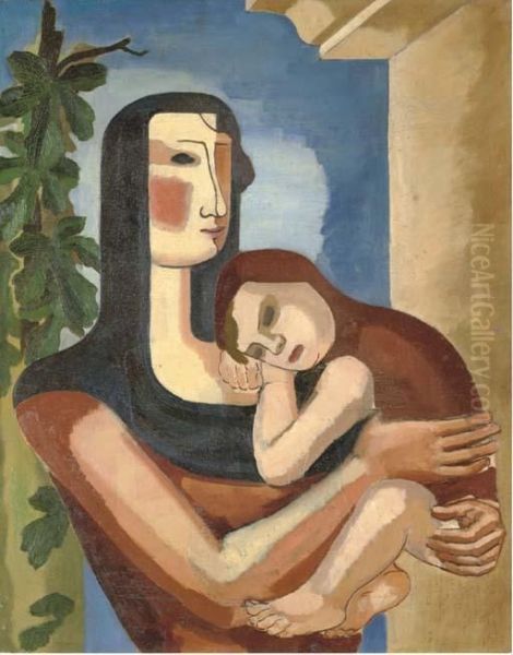 Motherhood Oil Painting by Alexandra Alexandrov Exter