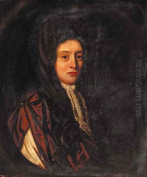 Portrait of a gentleman, half-length, wearing a brown cloak Oil Painting by Sir Peter Lely