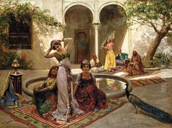 Divertissement Dans Un Patio Du Harem Oil Painting by Fabbio Fabbi