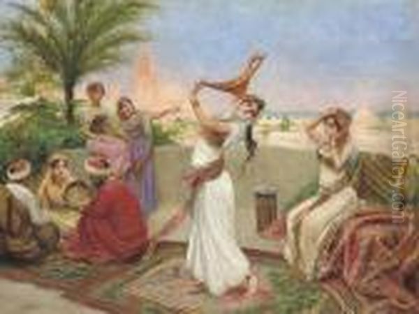 Raks Baladi On A Terrace In Egypt Oil Painting by Fabbio Fabbi