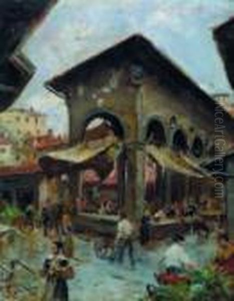 Loggia Del Pesce Del Mercato Vecchio, Firenze Oil Painting by Fabbio Fabbi