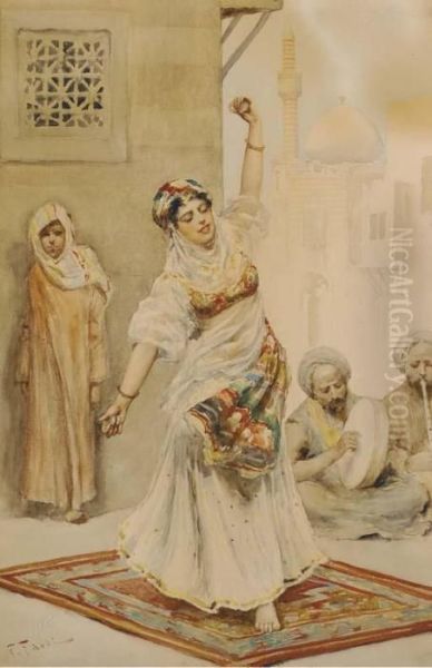 An Arabic Dancing Girl Oil Painting by Fabbio Fabbi