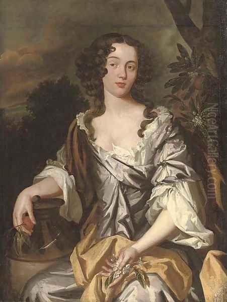 Portrait of a lady, seated, three-quarter-length Oil Painting by Sir Peter Lely