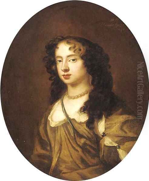 Portrait of Nell Gwyn, bust-length, in a brown dress Oil Painting by Sir Peter Lely