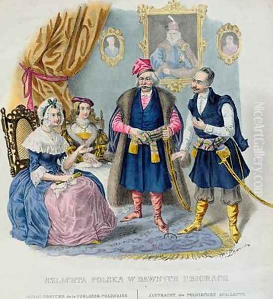 Old Costumes of the Polish Nobility Oil Painting by Jan Lewicki