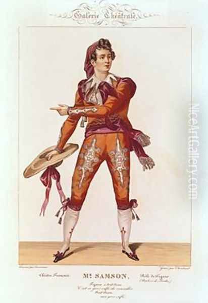 Joseph Isidore Samson 1793-1871 in the role of Figaro in The Barber of Seville Oil Painting by Lecurieux