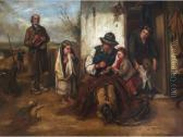 The Rent Collector Arrives Oil Painting by Thomas Faed