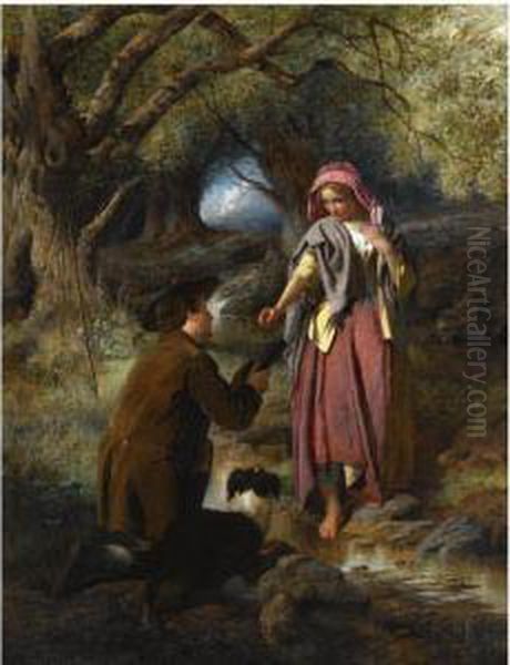 The Parting Of Burns And His Highland Mary Oil Painting by Thomas Faed