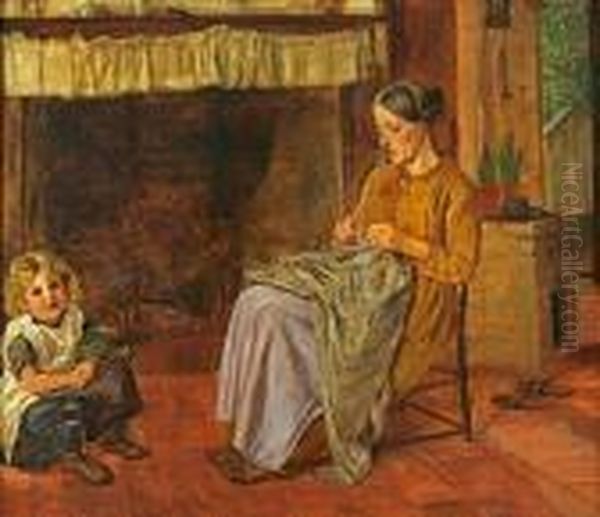 The Sewing Lesson Oil Painting by Thomas Faed