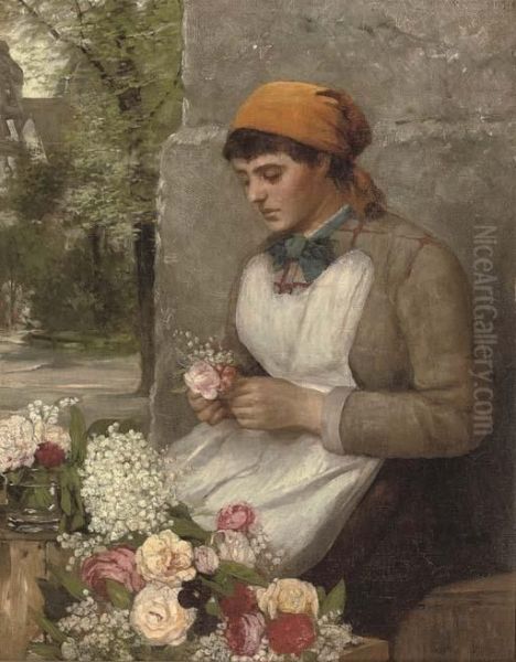 The Flower Girl Oil Painting by Thomas Faed