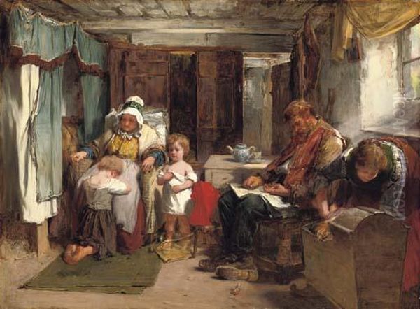 Saying Prayers Oil Painting by Thomas Faed