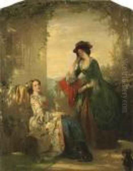 Sophia And Olivia Oil Painting by Thomas Faed