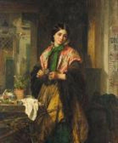 Flower From Paddy's Land Oil Painting by Thomas Faed