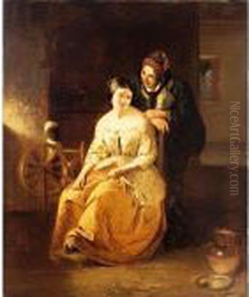 Catherine Seyton, The Proposal, Sir Walter Scott's The Abbott Oil Painting by Thomas Faed