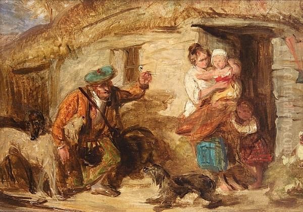 By The Cottage Door - A Study Oil Painting by Thomas Faed