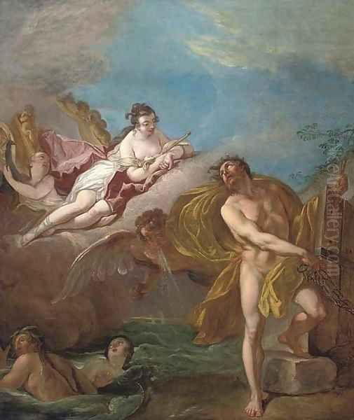 Aeolus unleashing the winds overlooked by Juno Oil Painting by Carle van Loo