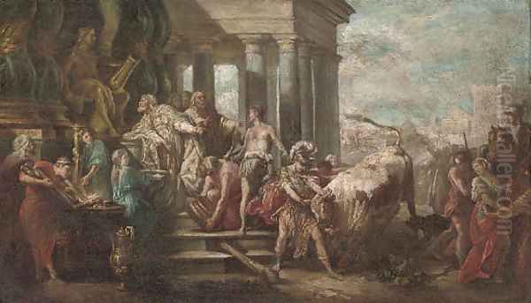 Thesius and the Minotaur Oil Painting by Carle van Loo