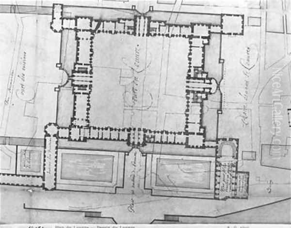 Design for the eastern buildings of the Louvre Oil Painting by Louis Le Vau