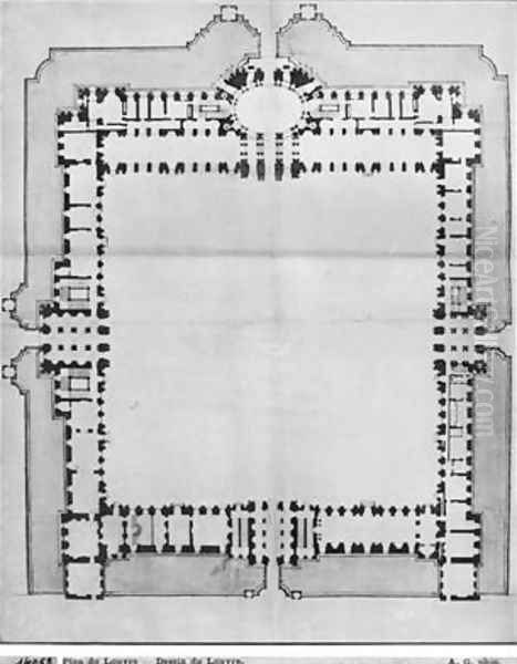 Design for the eastern buildings of the Louvre 2 Oil Painting by Louis Le Vau