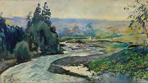 Pejzaz Z Bystrej Ok. 1920 R. Oil Painting by Julian Falat