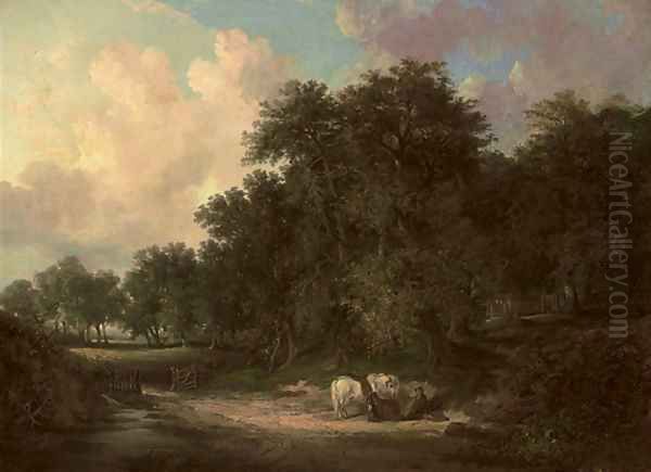 View in Pelax Wood, Durham Oil Painting by Henry Ladbrooke