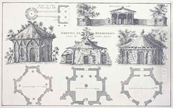 Designs for grottoes and hermitages in English gardens Oil Painting by Jean-Nicolas Le Rouge