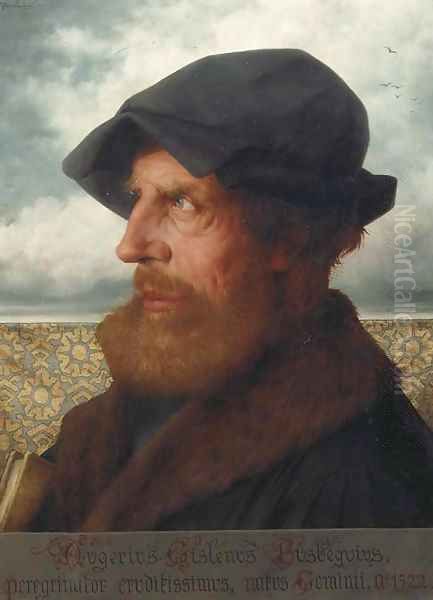 Portrait of Augerius Gislenus Busbequius (1522-1592) Oil Painting by Theophile Lybaert