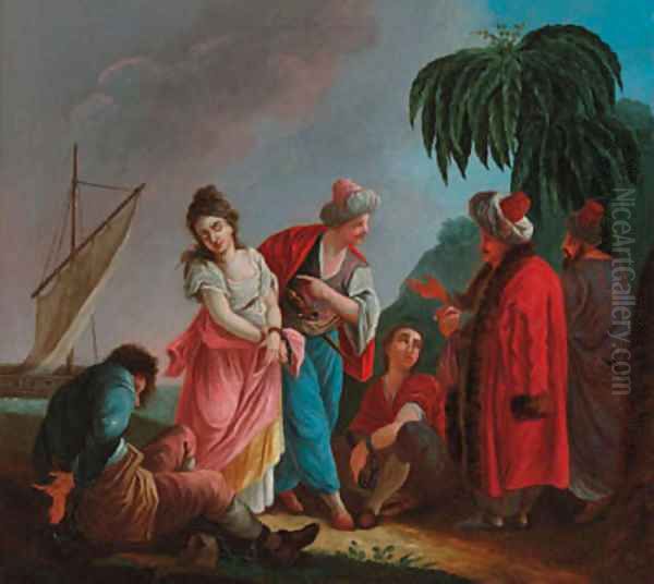 Orientals bargaining over a slave Oil Painting by Jean Baptiste Leprince