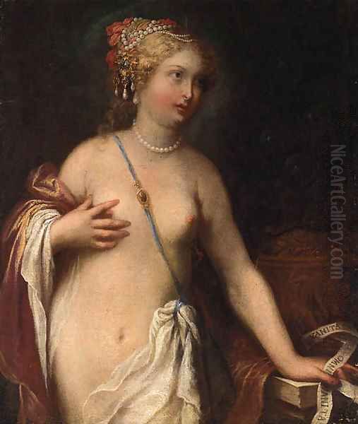 A Personification of Vanity Oil Painting by Pietro Liberi