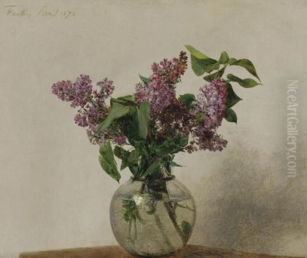 Lilas Oil Painting by Ignace Henri Jean Fantin-Latour