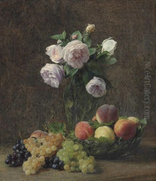 Nature Morte Oil Painting by Ignace Henri Jean Fantin-Latour