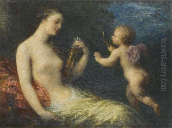 Venus Et Cupidon Oil Painting by Ignace Henri Jean Fantin-Latour