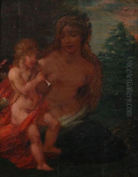 Nymph And Infant Bacchus Oil Painting by Ignace Henri Jean Fantin-Latour