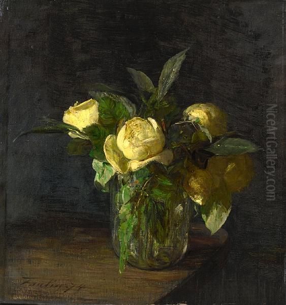 Pivoines Dans Un Vase Oil Painting by Ignace Henri Jean Fantin-Latour