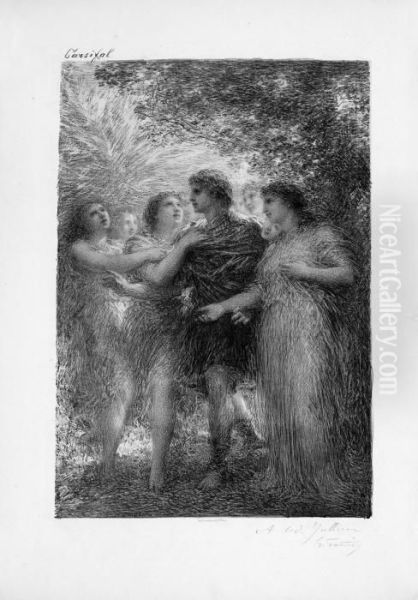 Parsifal Et Les Filles-fleurs Oil Painting by Ignace Henri Jean Fantin-Latour