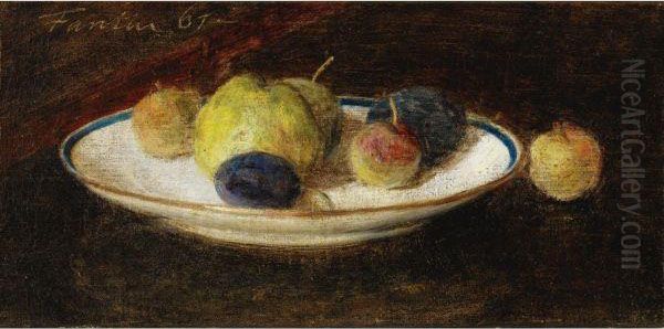 Assiette De Fruits Oil Painting by Ignace Henri Jean Fantin-Latour