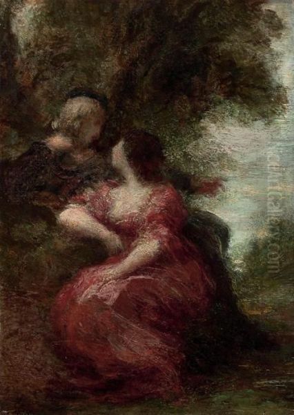 Troubadour Et Sa Dame Oil Painting by Ignace Henri Jean Fantin-Latour