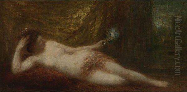 Odalisque A L'ecran Oil Painting by Ignace Henri Jean Fantin-Latour