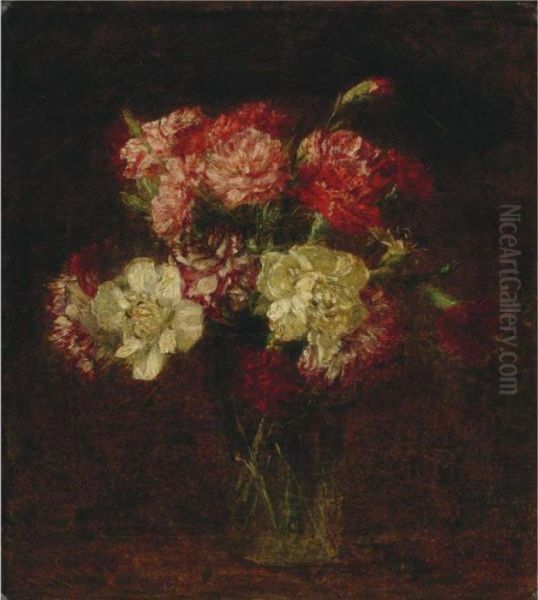 Oeillets Oil Painting by Ignace Henri Jean Fantin-Latour