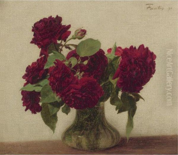 Roses Foncees Oil Painting by Ignace Henri Jean Fantin-Latour