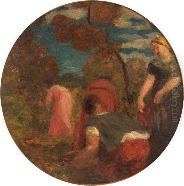 Pastoral Scene With Gleaners Oil Painting by Ignace Henri Jean Fantin-Latour