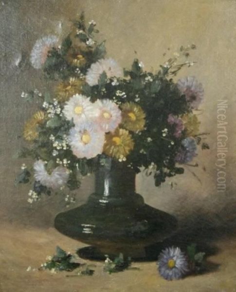 Stilllife Of Flowers In A Vase Oil Painting by Ignace Henri Jean Fantin-Latour