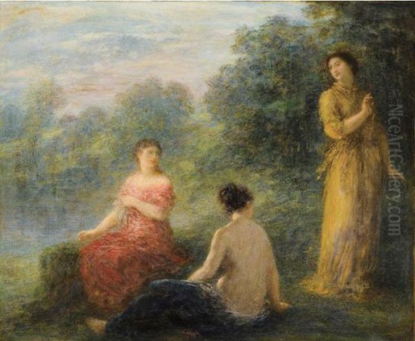 Trois Nymphes Pres D'une Source Oil Painting by Ignace Henri Jean Fantin-Latour