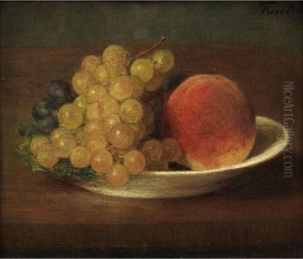 Peches Et Raisins Oil Painting by Ignace Henri Jean Fantin-Latour