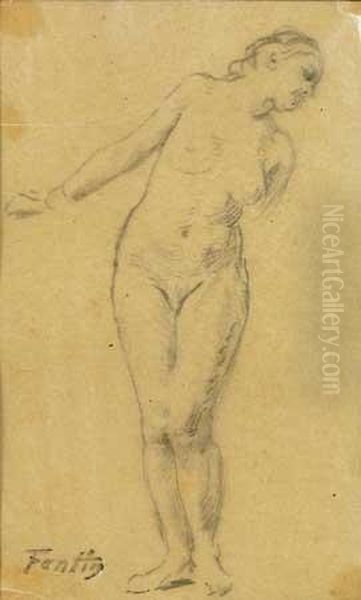 Etude De Jeune Femme Nue Oil Painting by Ignace Henri Jean Fantin-Latour