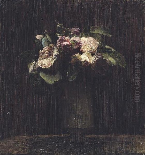 Roses Oil Painting by Ignace Henri Jean Fantin-Latour