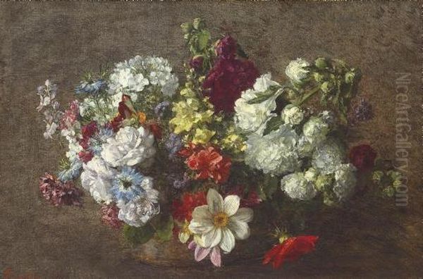 Bouquet Mele (les Fleurs Du Jardin) Oil Painting by Ignace Henri Jean Fantin-Latour