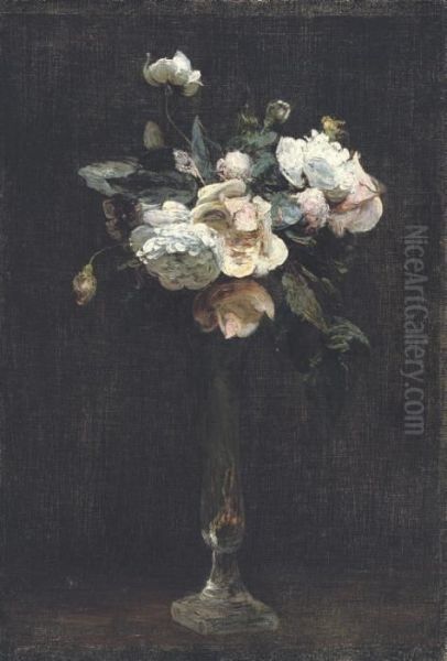 Petites Roses Oil Painting by Ignace Henri Jean Fantin-Latour